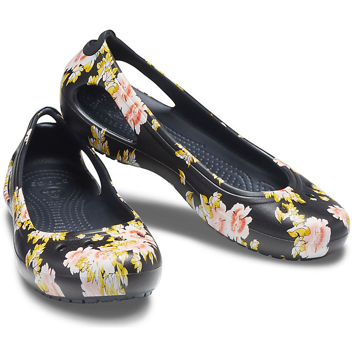 Flats Crocs Kadee Seasonal Printed Plates Noir Fleur Femme | DXY-8936265