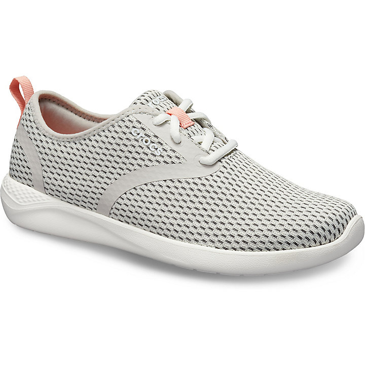 Baskets Crocs LiteRide Mesh Dentelle Grise Blanche Femme | JJQ-1073326