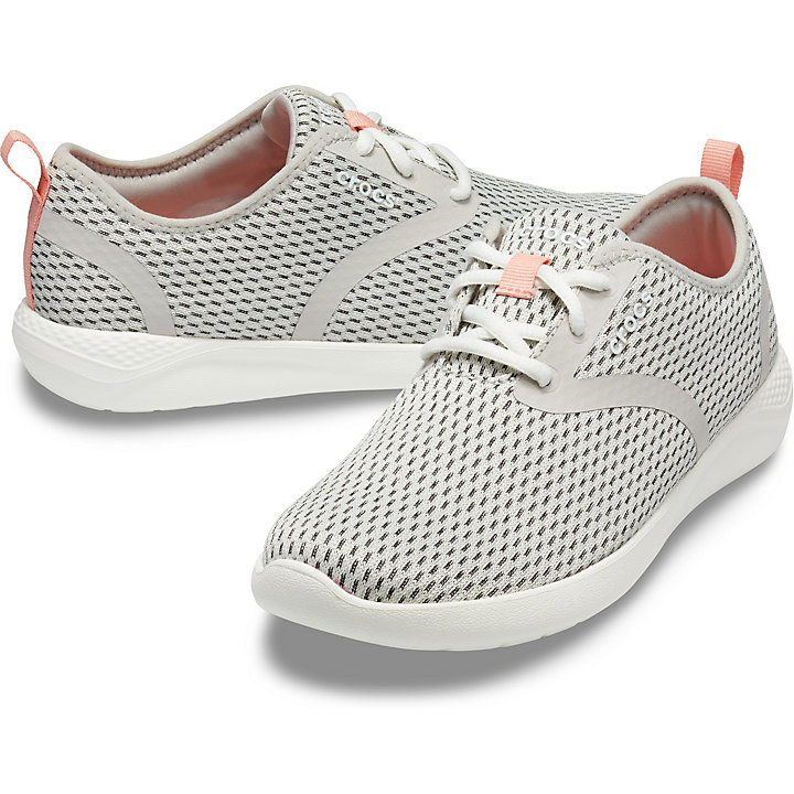 Baskets Crocs LiteRide Mesh Dentelle Grise Blanche Femme | JJQ-1073326