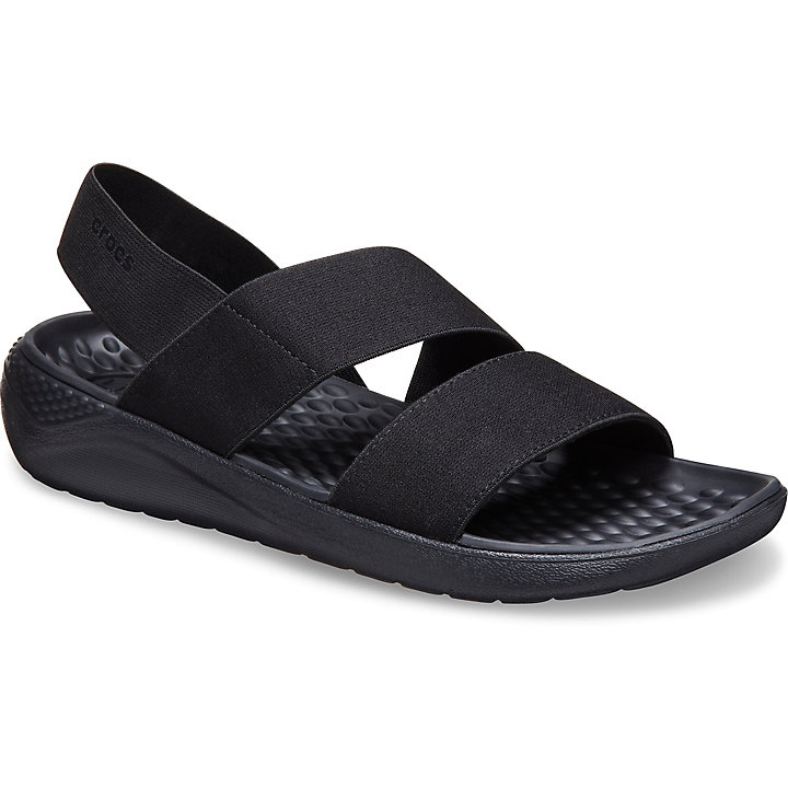 Sandales Crocs LiteRide Stretch Sandal Noir Femme | ROC-7184632