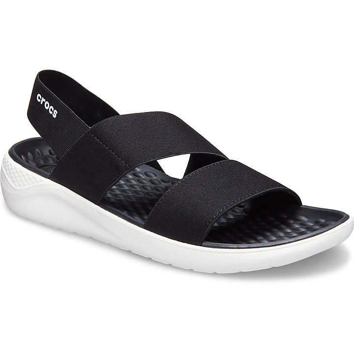 Sandales Crocs LiteRide Stretch Sandal Noir Blanche Femme | SFV-4495063