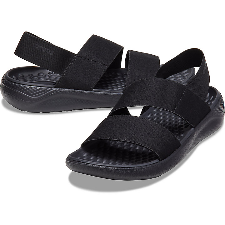 Sandales Crocs LiteRide Stretch Sandal Noir Femme | ROC-7184632