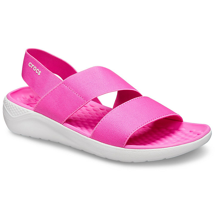 Sandales Crocs LiteRide Stretch Sandal Rose Blanche Femme | SBX-0374273