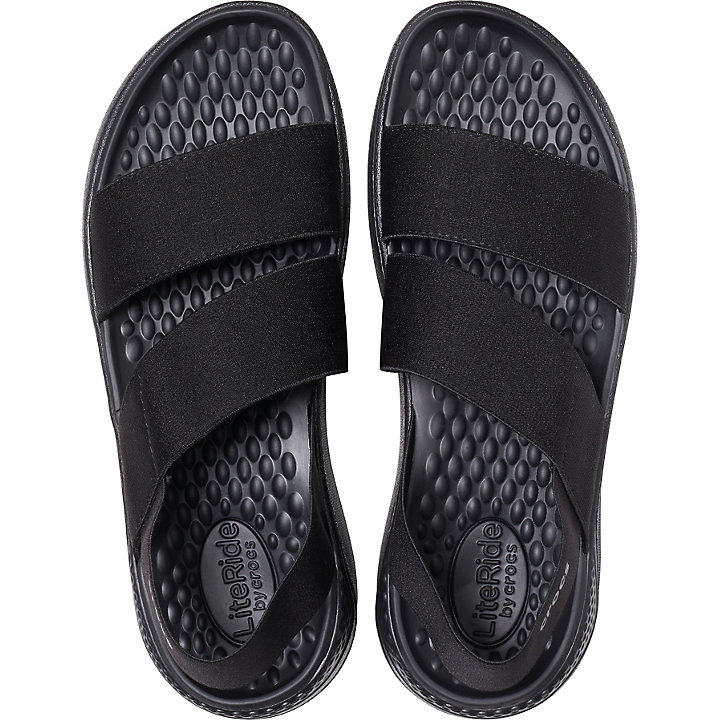 Sandales Crocs LiteRide Stretch Sandal Noir Femme | ROC-7184632