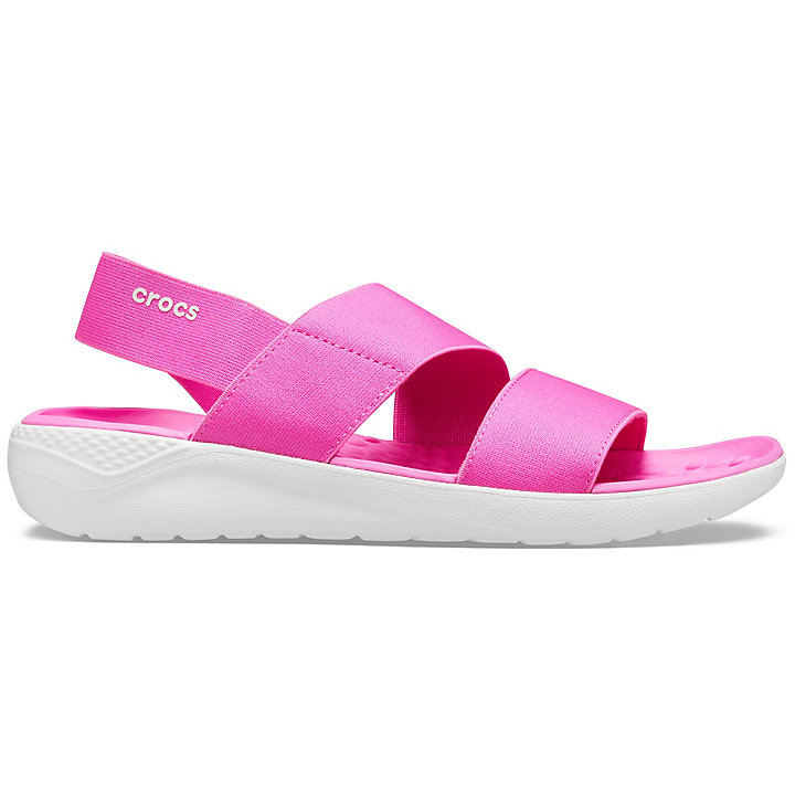 Sandales Crocs LiteRide Stretch Sandal Rose Blanche Femme | SBX-0374273