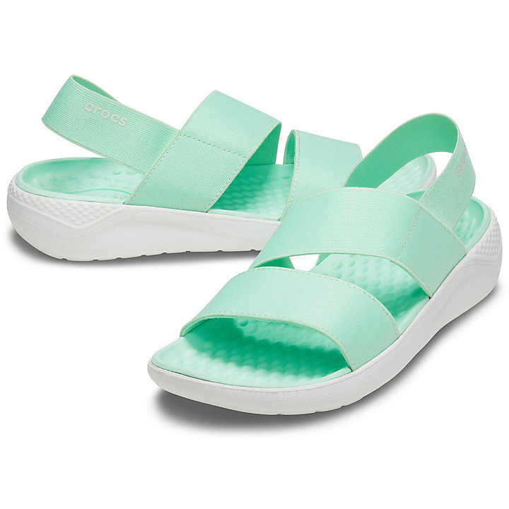 Sandales Crocs LiteRide Stretch Sandal Menthe Blanche Femme | HMC-1863153