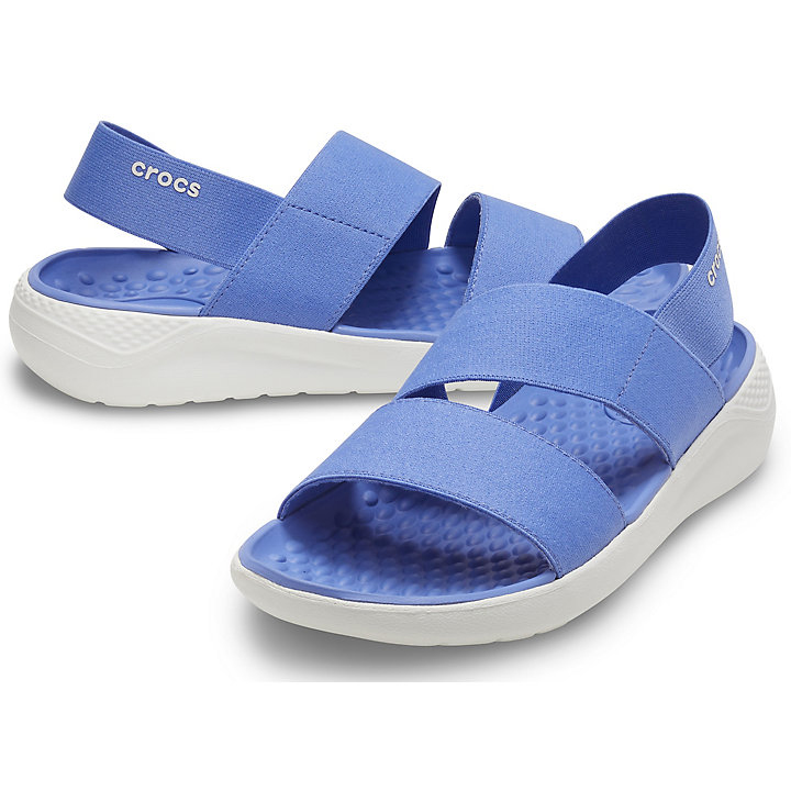 Sandales Crocs LiteRide Stretch Sandal Bleu Blanche Femme | EWO-8353492