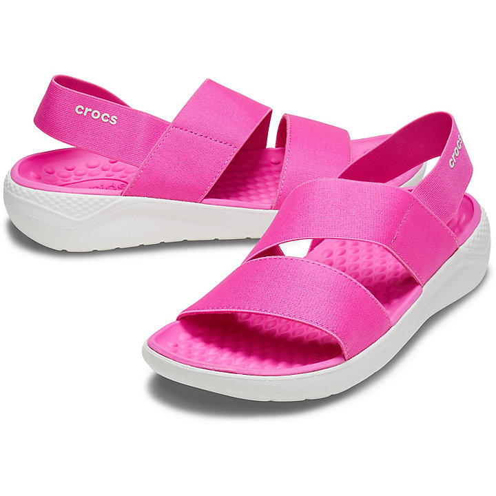 Sandales Crocs LiteRide Stretch Sandal Rose Blanche Femme | SBX-0374273