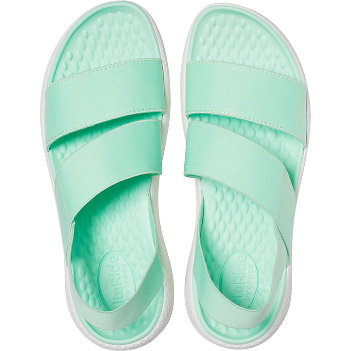 Sandales Crocs LiteRide Stretch Sandal Menthe Blanche Femme | HMC-1863153