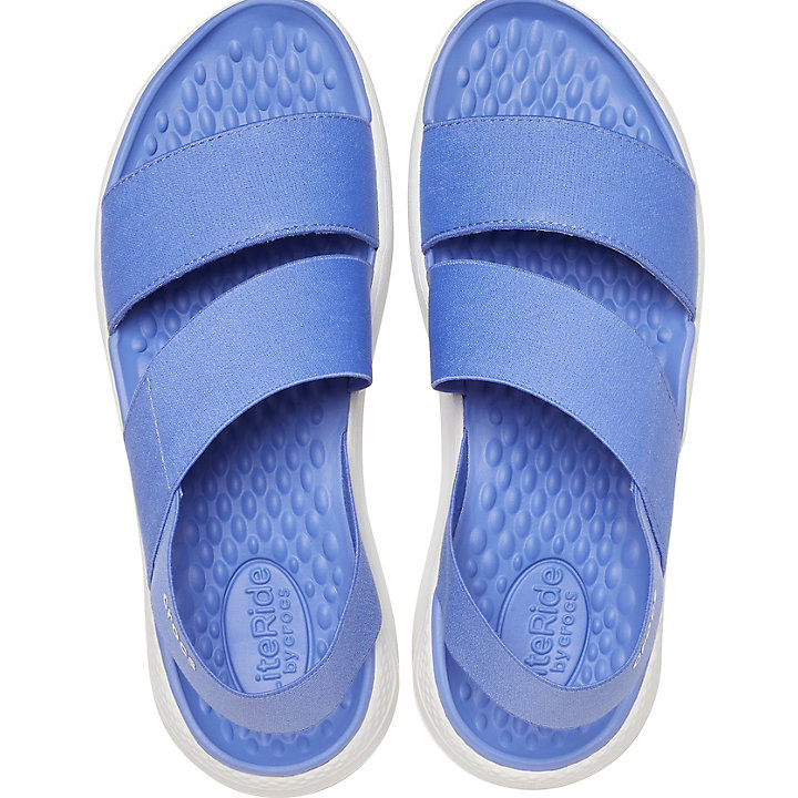 Sandales Crocs LiteRide Stretch Sandal Bleu Blanche Femme | EWO-8353492