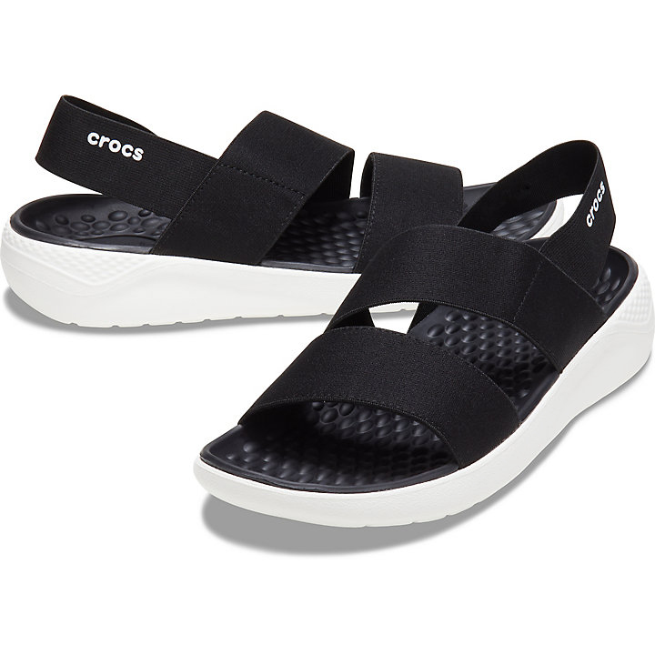 Sandales Crocs LiteRide Stretch Sandal Noir Blanche Femme | SFV-4495063