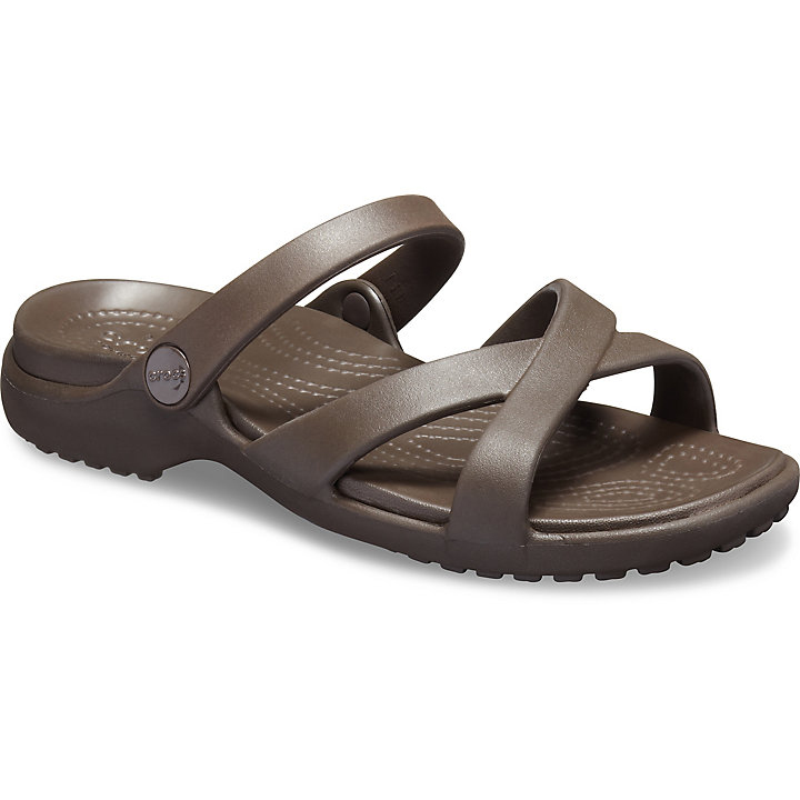 Sandales Crocs Meleen Cross-Band Sandal Chocolat Femme | AHK-6835301