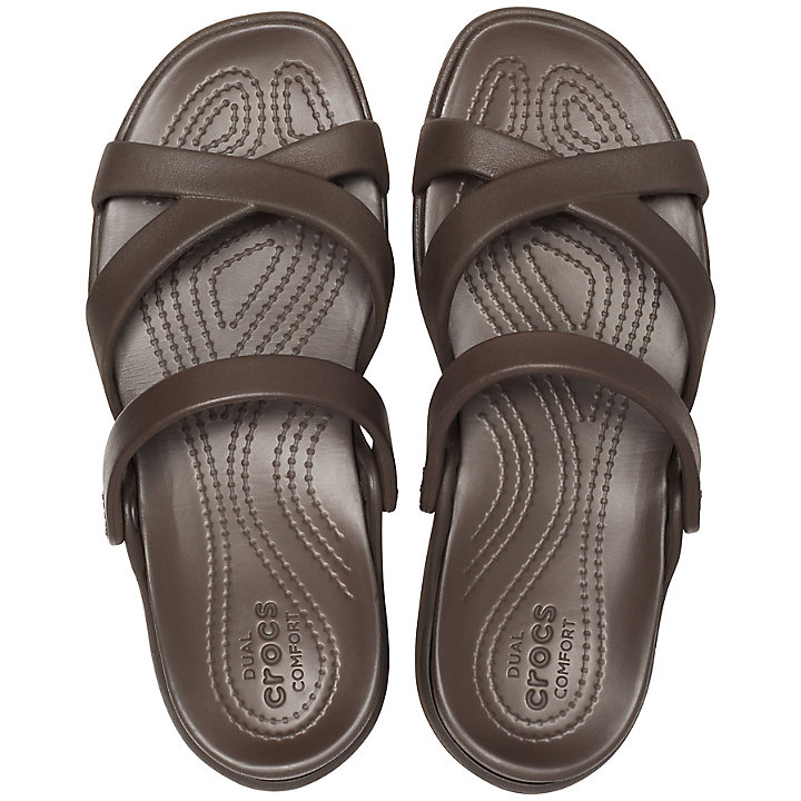 Sandales Crocs Meleen Cross-Band Sandal Chocolat Femme | AHK-6835301