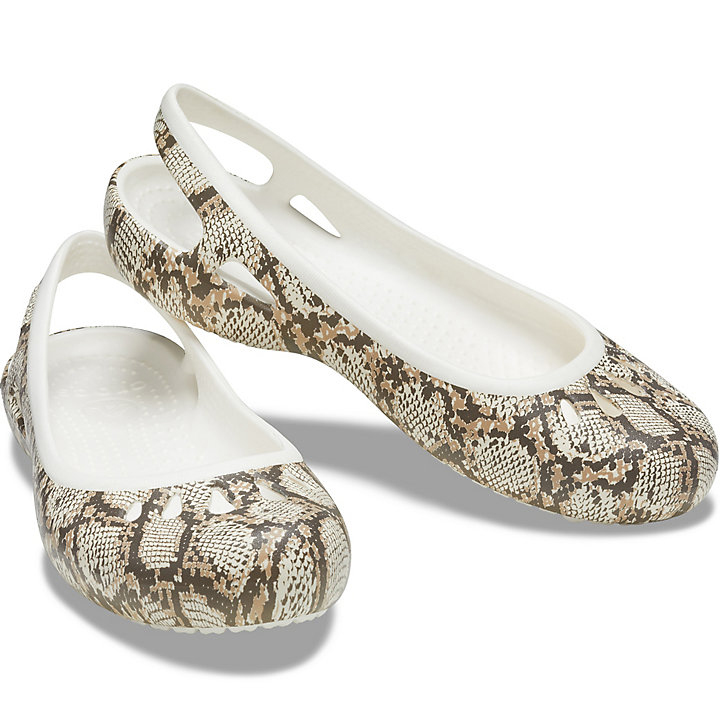 Flats Crocs Malindi Printed Plates Blanche Serpent Femme | SOZ-5238444